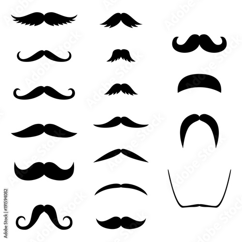 Retro hair mustache. Hipster set. Photo props. Vector