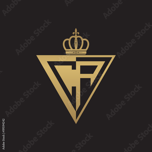 initial two letter half logo triangle gold