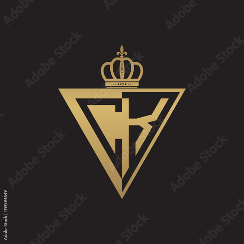 initial two letter half logo triangle gold