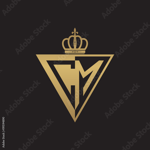 initial two letter half logo triangle gold