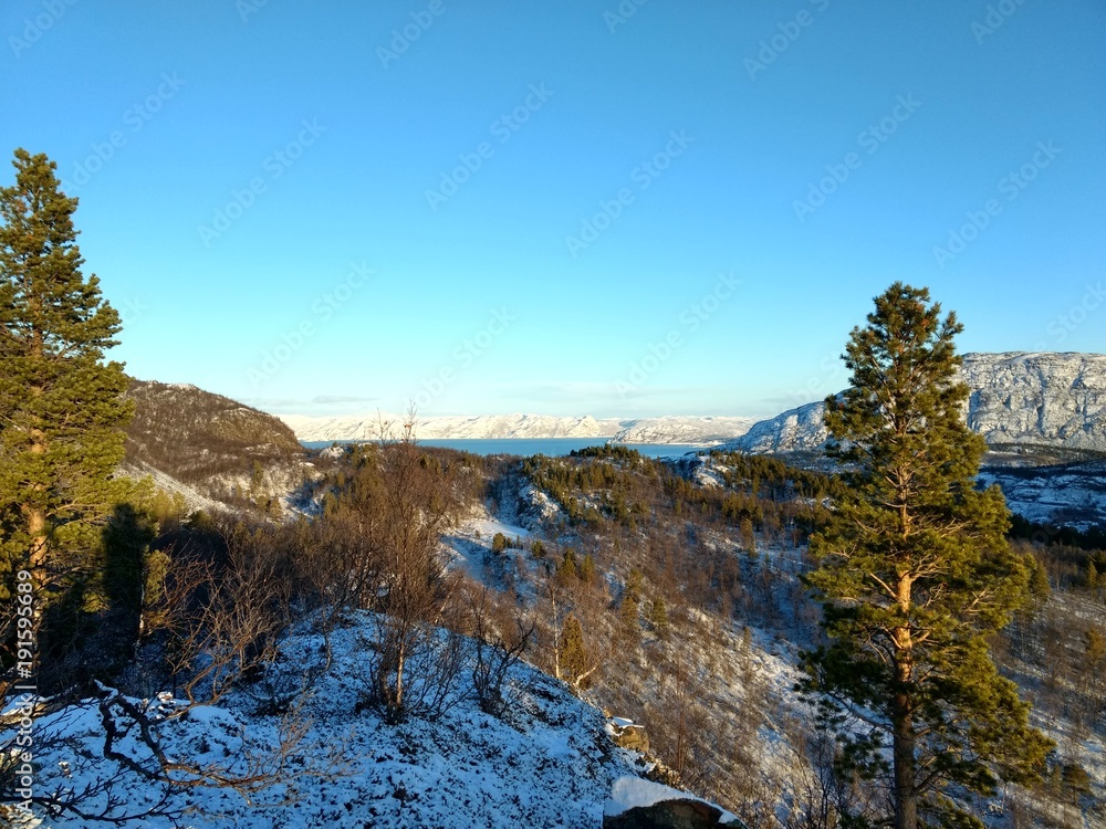 Sunny days in Finnmark Northern Norway indian summer first snow