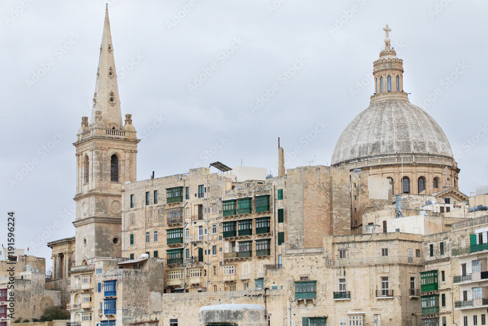 Wide view of St Paul's Anglican Cathedral, Valletta, Malta