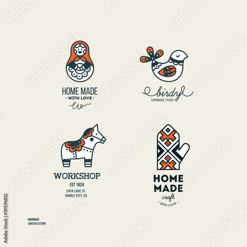 Handmade art and craft logotypes