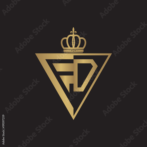 initial two letter half logo triangle gold