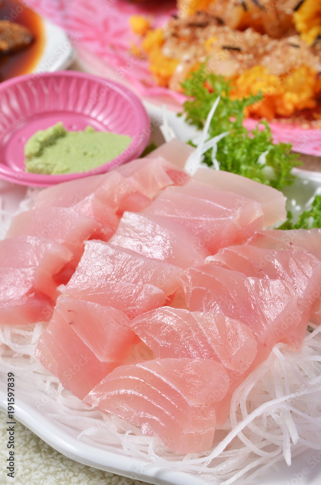 Delicious Japanese fresh raw seafood-Swordfish Sashimi   