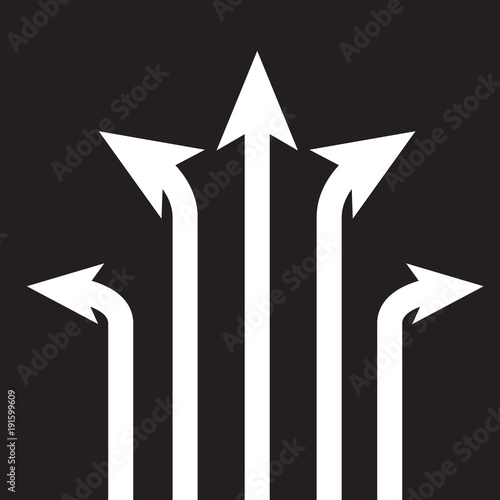 White five arrows for decision the way to success design with illustration - Separate way of concept