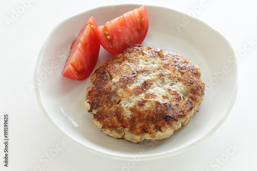 Homamade tofu patty with tomato photo