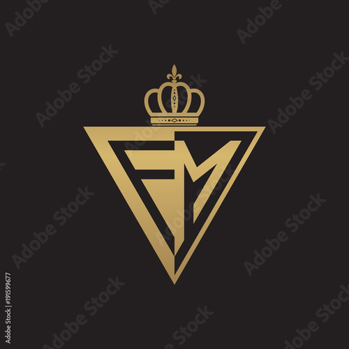 initial two letter half logo triangle gold