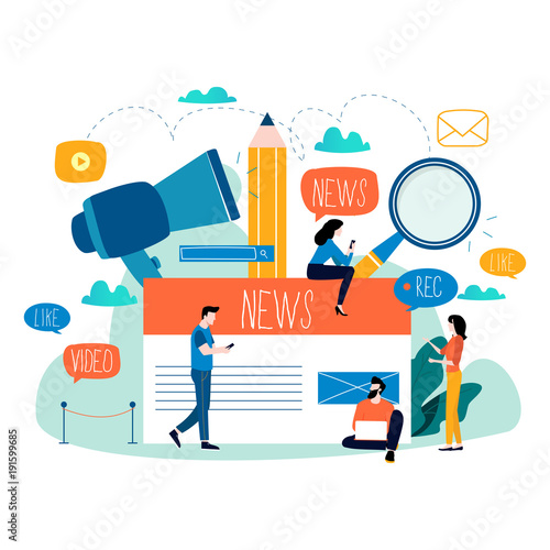 News update, online news, newspaper, news website flat vector illustration. News webpage, information about events, activities, company information and announcements