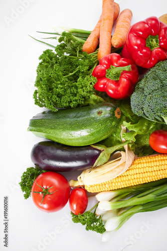 fresh vegetables on white