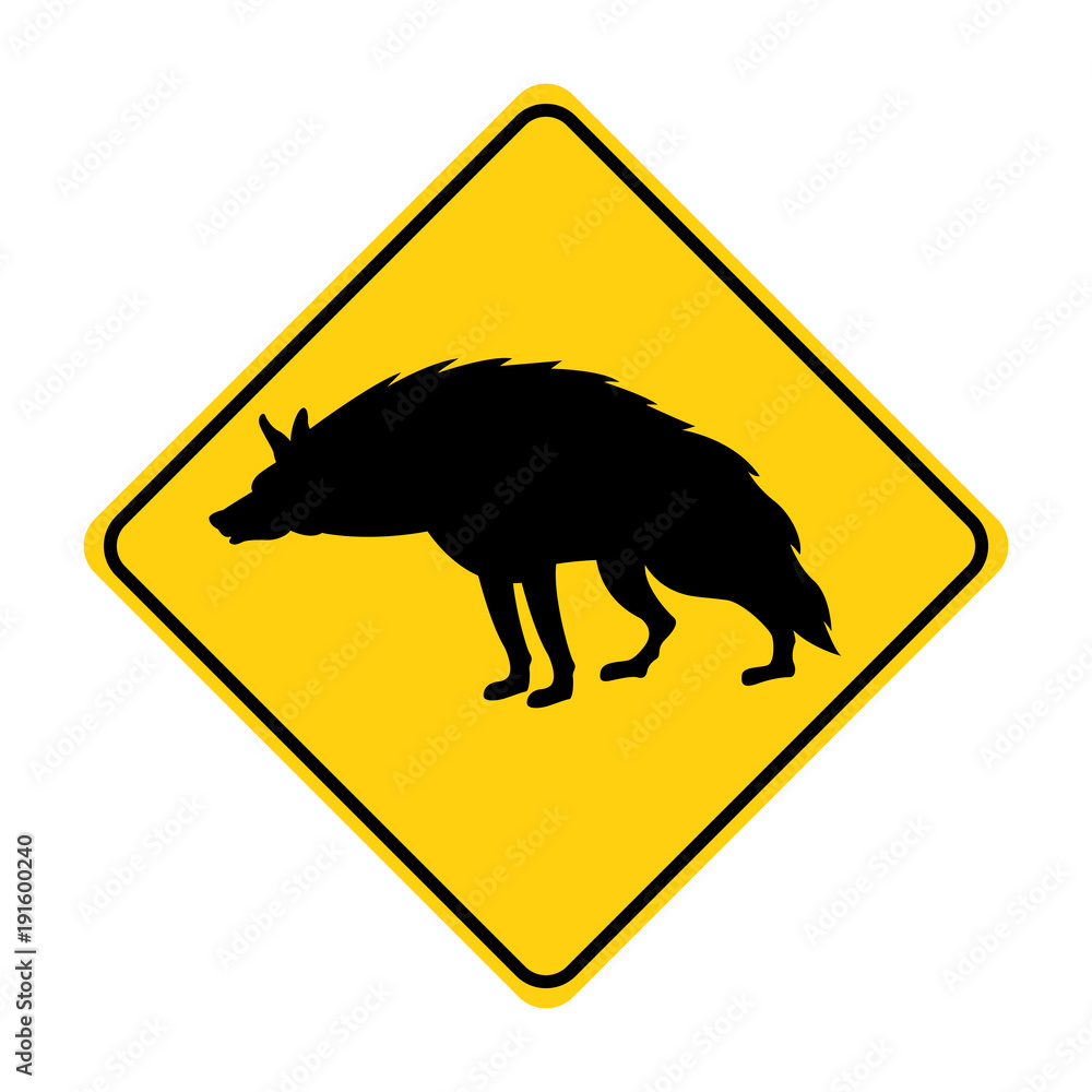 hyena silhouette animal traffic sign yellow vector hyena silhouette animal traffic sign yellow vector
