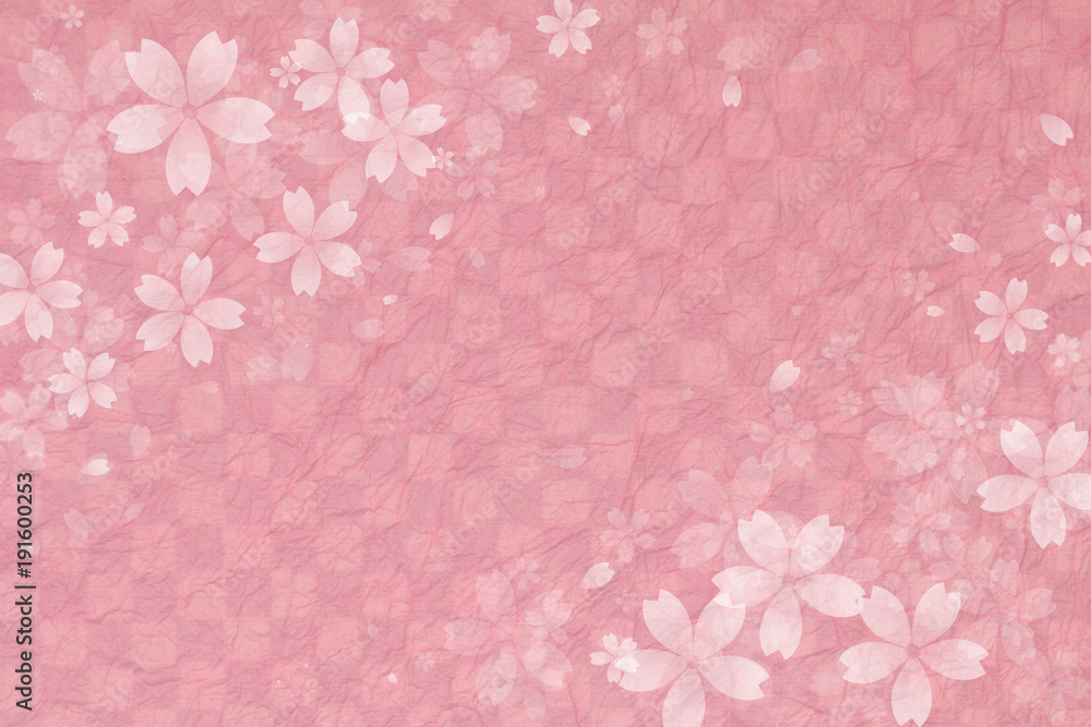 桜 花 春 市松模様