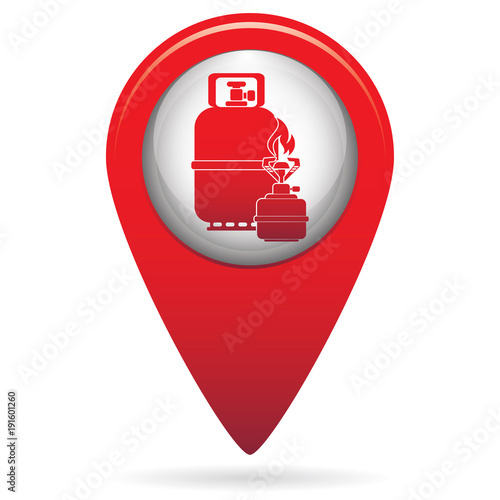Camping stove with gas bottle icon vector