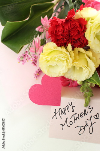 Hand written Mother's day card and flower bouquet