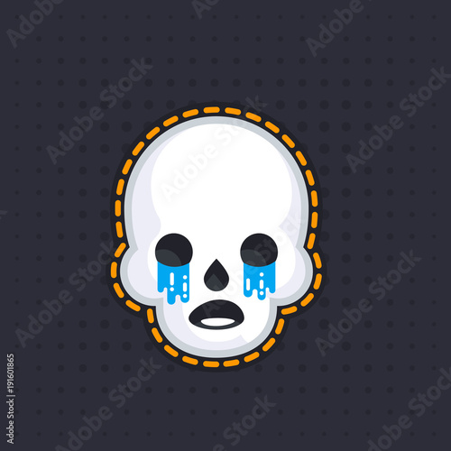 crying skull vector sticker