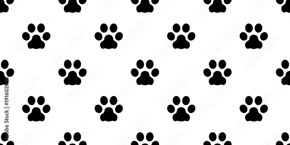 Dog Paw Seamless Pattern vector footprint isolated wallpaper background white Dog Paw Seamless Pattern vector footprint isolated wallpaper background white