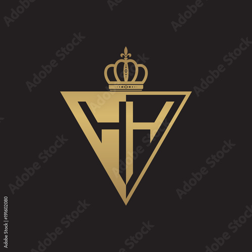 initial two letter half logo triangle gold