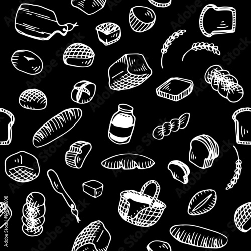 Bread Illustration Pattern Black