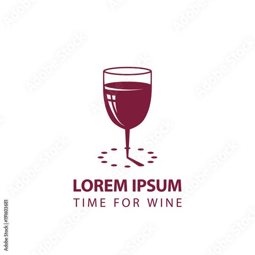 Wine glass and sundial minimalistic icon. Time for wine logo template for the business card, branding and corporate identity.