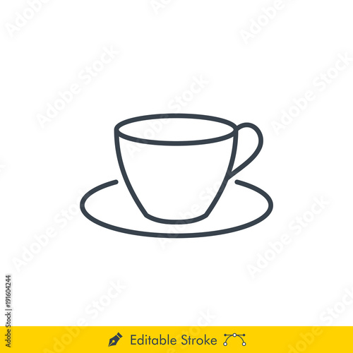 Tea   Coffee Cup Icon   Vector - In Line   Stroke Design