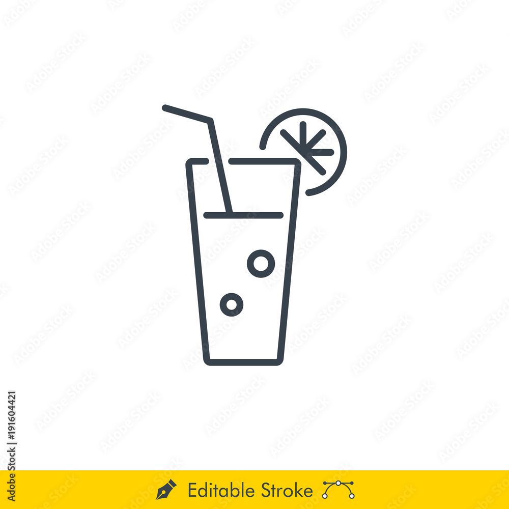 Lemonade Icon / Vector - In Line / Stroke Design Lemonade Icon / Vector - In Line / Stroke Design