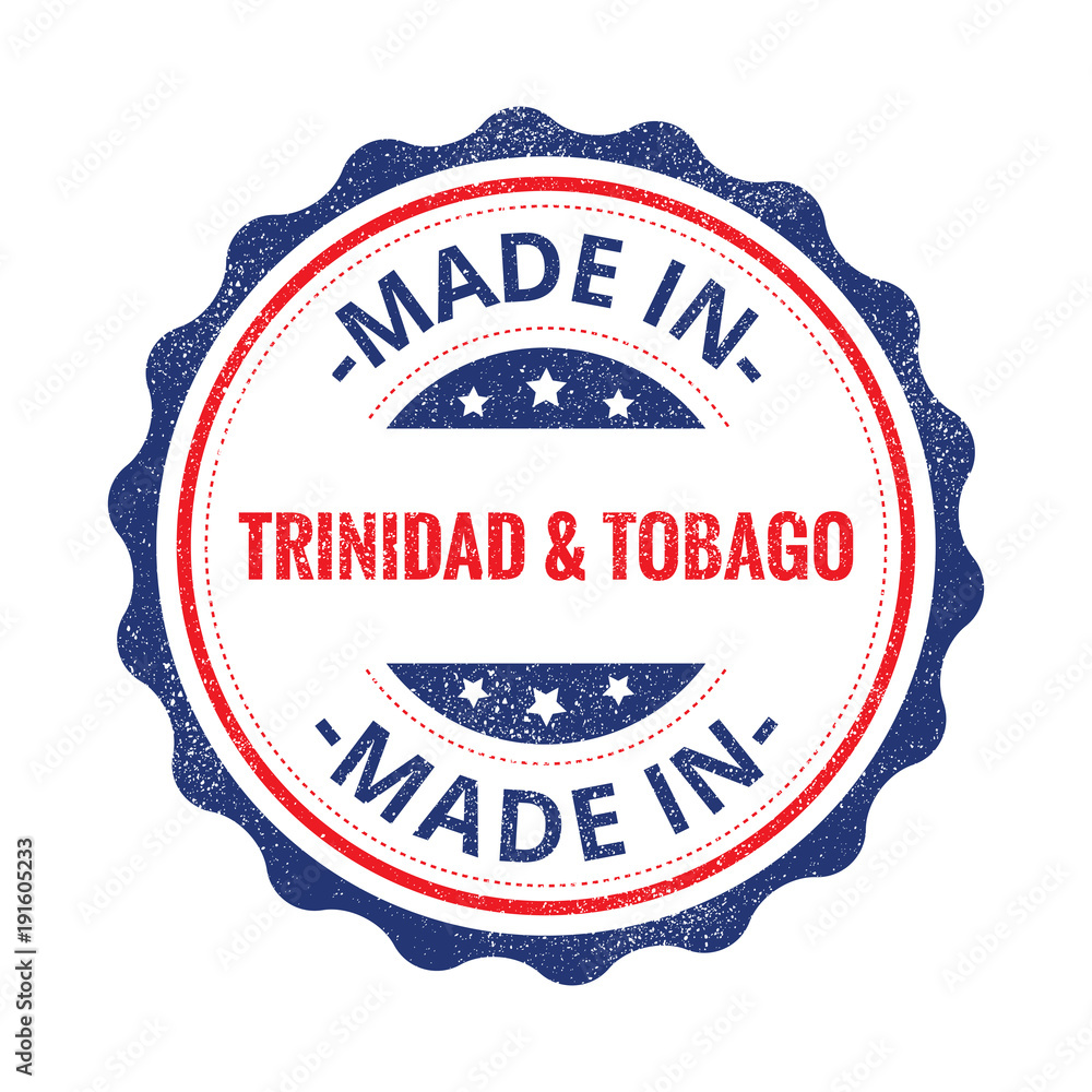 Made in Trinidad and Tobago stamp isolated on white background. Trinidad Label.