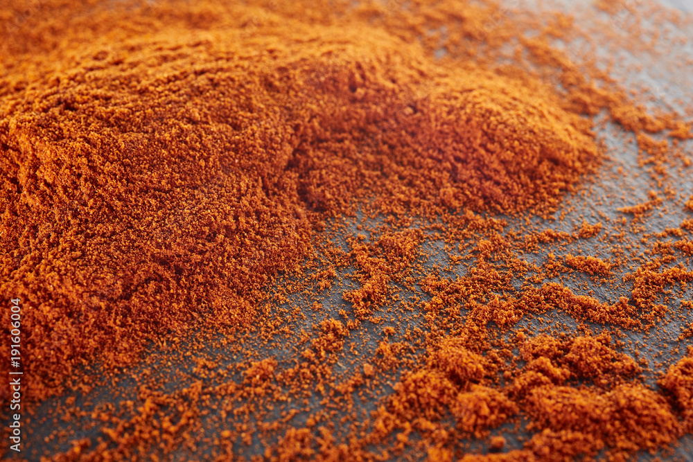 Texture background. Red chilli pepper powder. Top view Texture background. Red chilli pepper powder. Top view