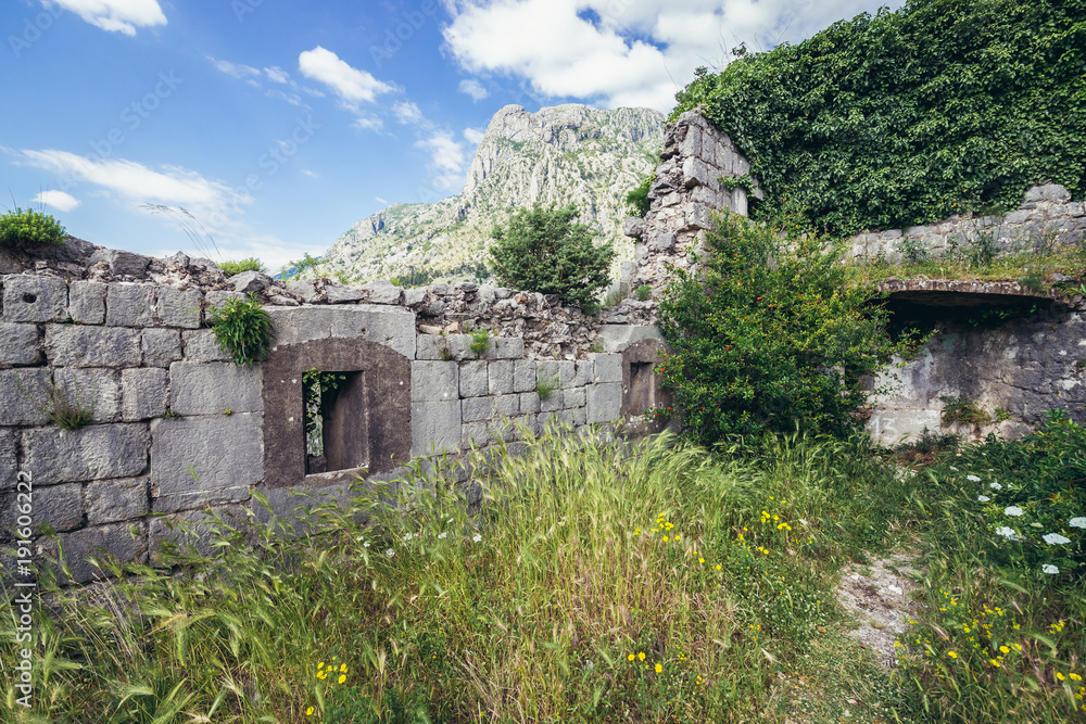 Remains of ancient town near St John Fortess in Kotor town, Montenegro