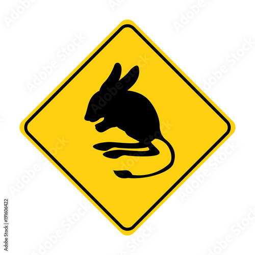 dipus silhouette animal traffic sign yellow  vector photo