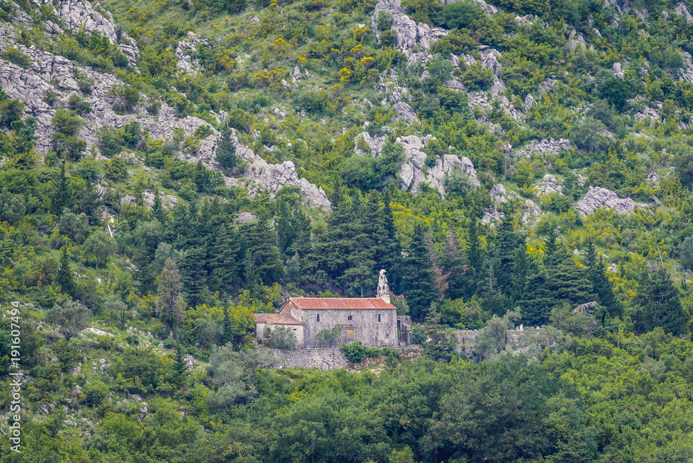 Small chapel in Muo town in the Kotor Bay, Montenegro