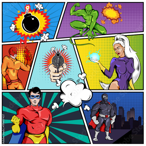 Superheroes Comic Page Template