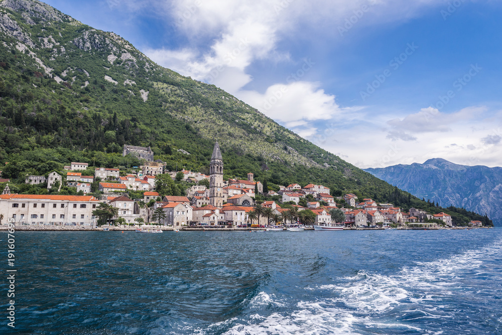 Famous Perast town in the Kotor Bay, Montenegro