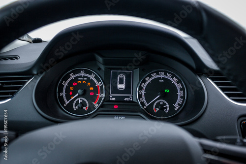 illuminated car dashboard