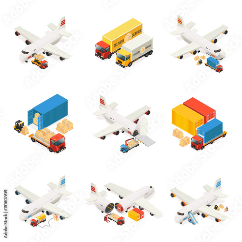 Isometric Air Logistics Elements Collection