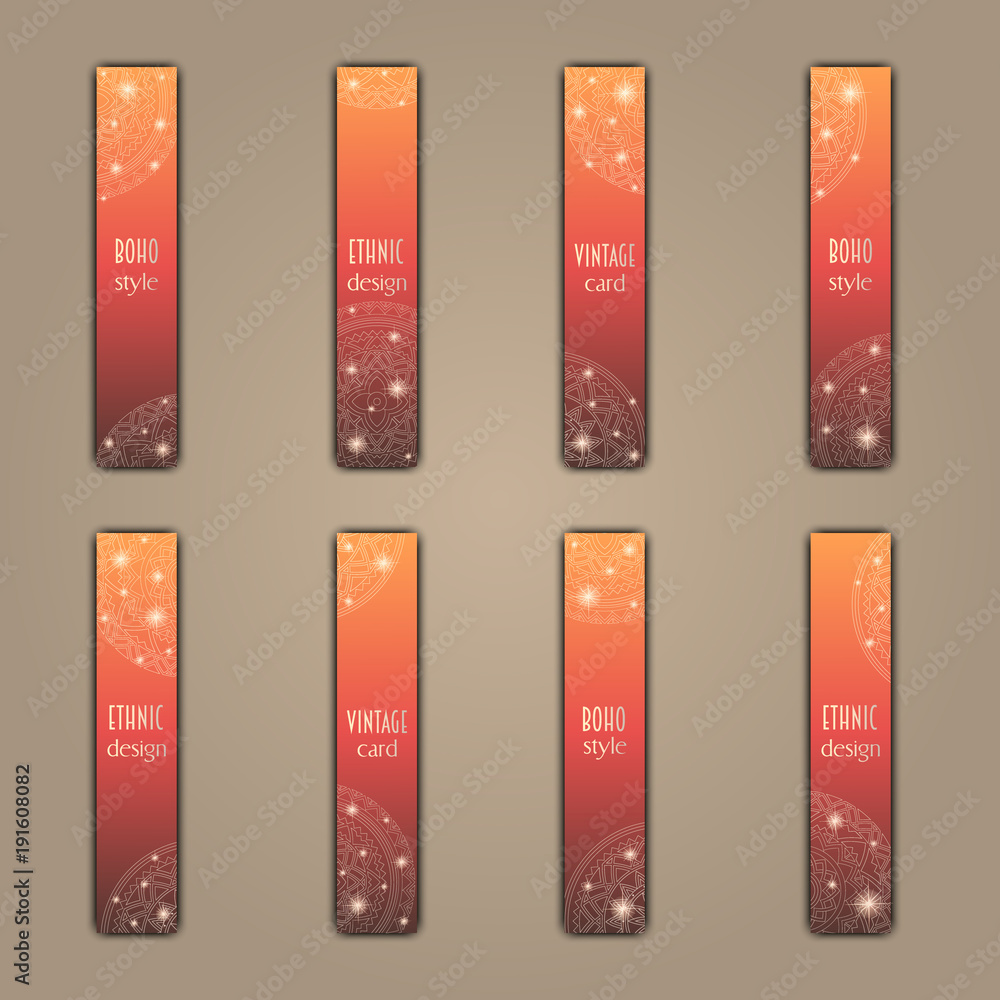 Banner card set with floral glowing decorative mandala elements background. Tribal,ethnic,Indian, Islam, Arabic, ottoman motifs Banner card set with floral glowing decorative mandala elements background. Tribal,ethnic,Indian, Islam, Arabic, ottoman motifs