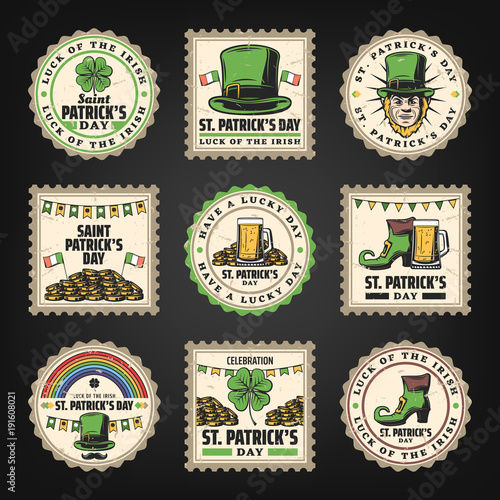 Vintage Saint Patricks Day Stamps Set