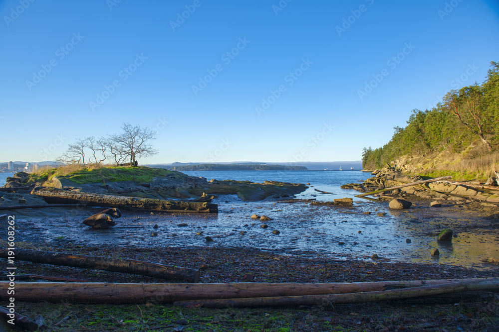 Scenic view of the ocean overlooking the bay of Nanaimo in Vancouver Island, British Columbia.