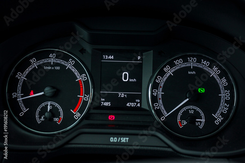 dashboard with speedometer and rpm meter