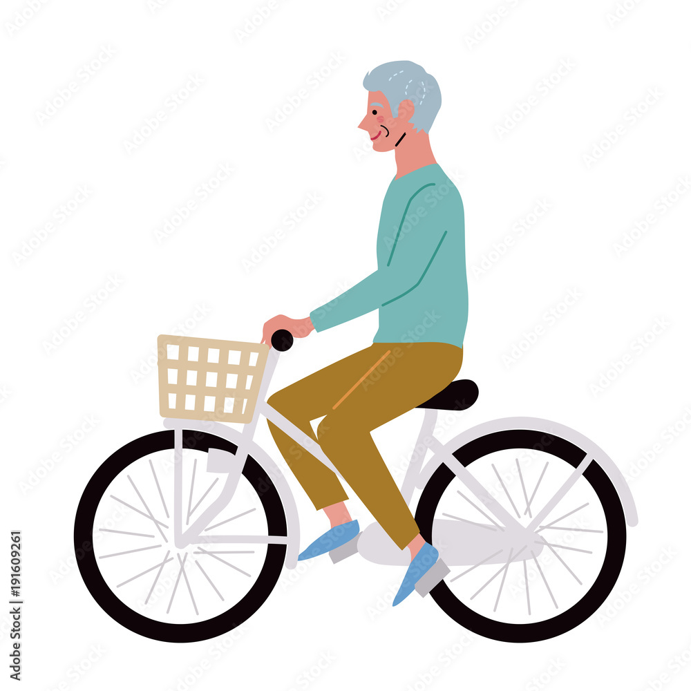 自転車に乗るシニア 男性 イラスト Stock ベクター Adobe Stock