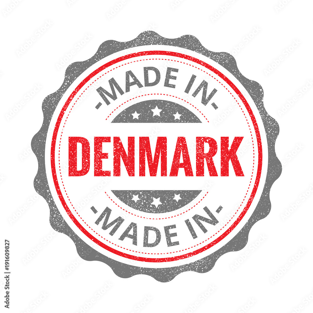 Made in Denmark stamp isolated on white background. Denmark Label. Made in Denmark stamp isolated on white background. Denmark Label.