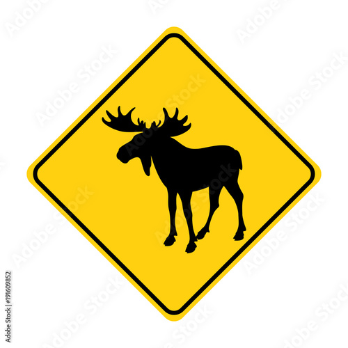 moose silhouette animal traffic sign yellow  vector