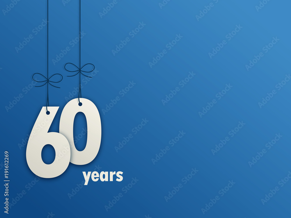 Suspended Number 60 on blue background Stock Vector | Adobe Stock