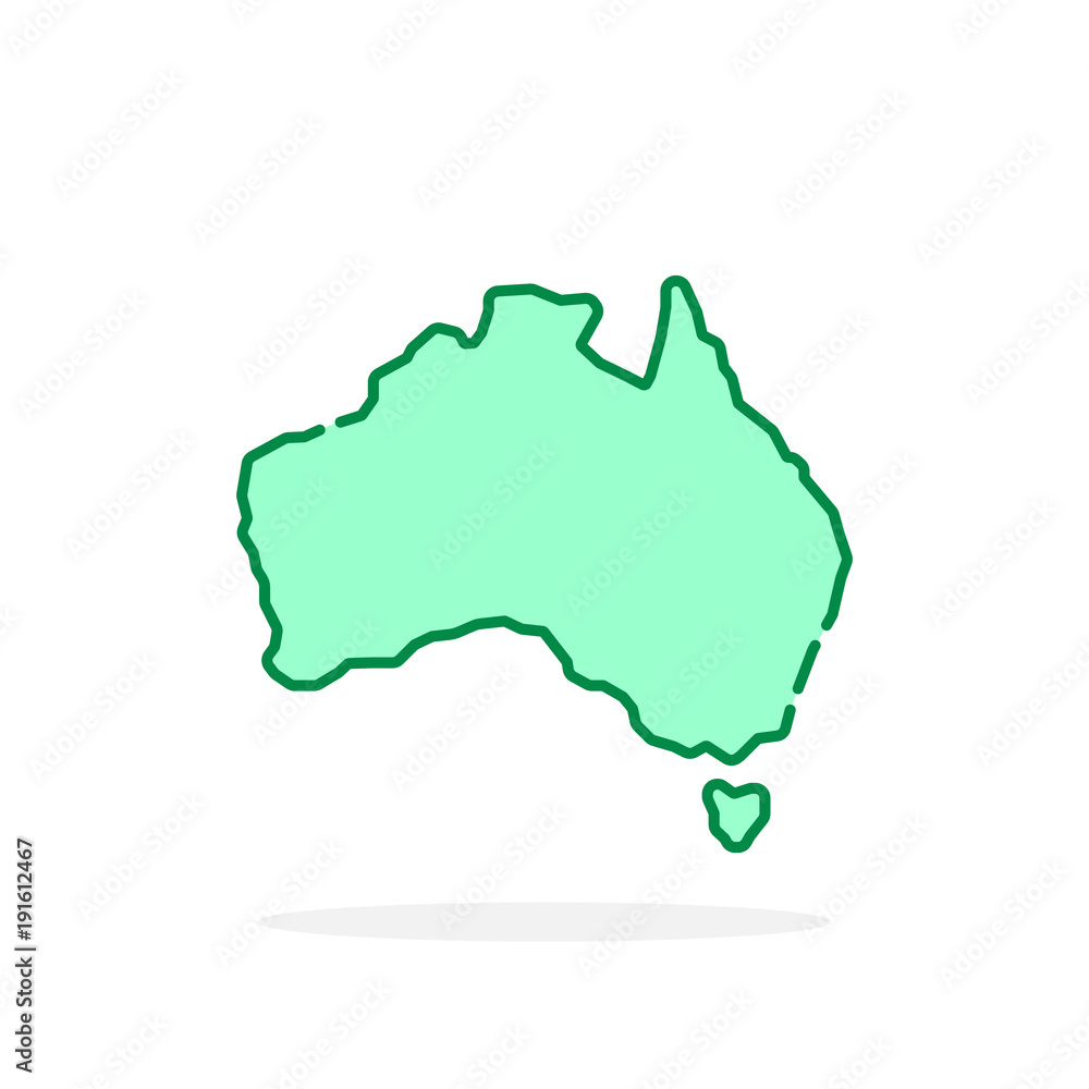 green cartoon thin line australia icon