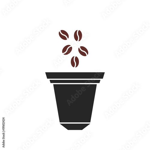 beans fall in coffee capsule icon