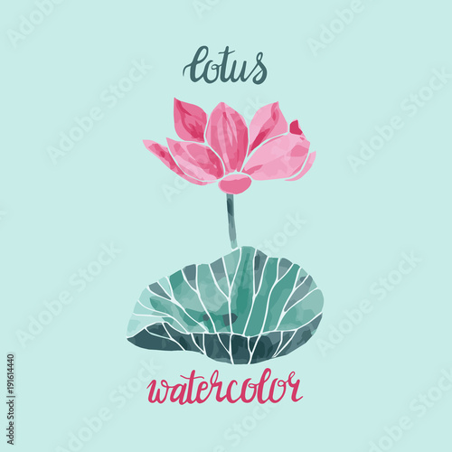 Fototapeta Naklejka Na Ścianę i Meble -  Watercolor lotus flower isolated  Vector illustration.