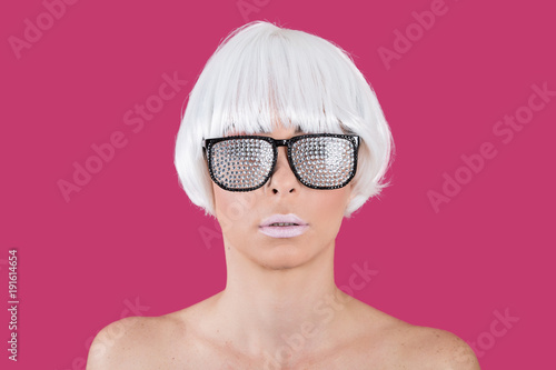 Blonde model in glamorous sunglasses