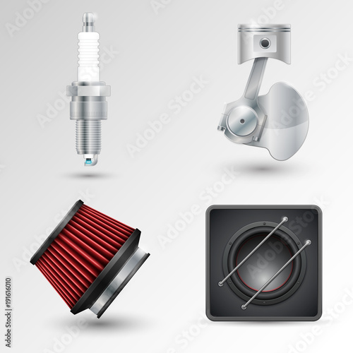 Spark plug, crank mechanism, filter and car subwoofer