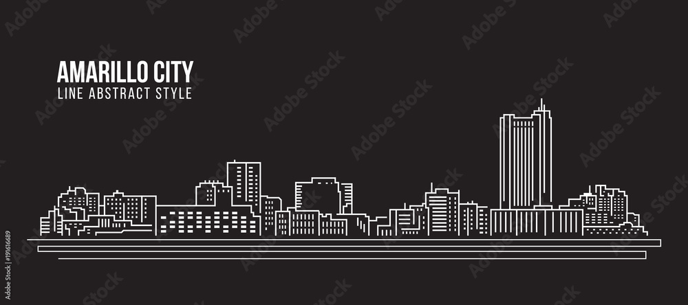 Cityscape Building Line art Vector Illustration design - Amarillo city