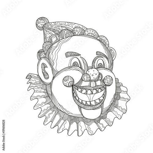 Vintage Circus Clown Head Doodle