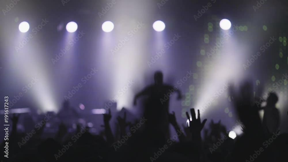Slow motion concert crowd dancing at life music concert Slow motion concert crowd dancing at life music concert